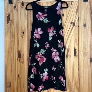 Black floral fully lined summer dress